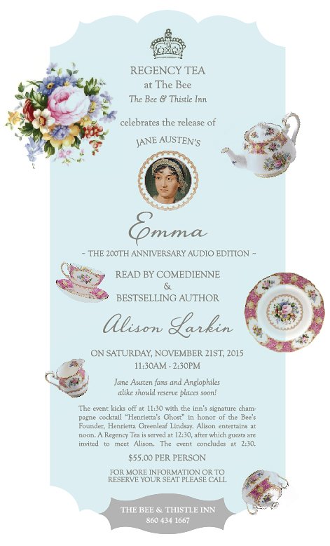 BeeAndThistle's tweet photo. On November 21, we are having a Regency Tea with Jane Austen, come join us #beeandthistleinn #teaseason https://t.co/Mo1zhuOoZB