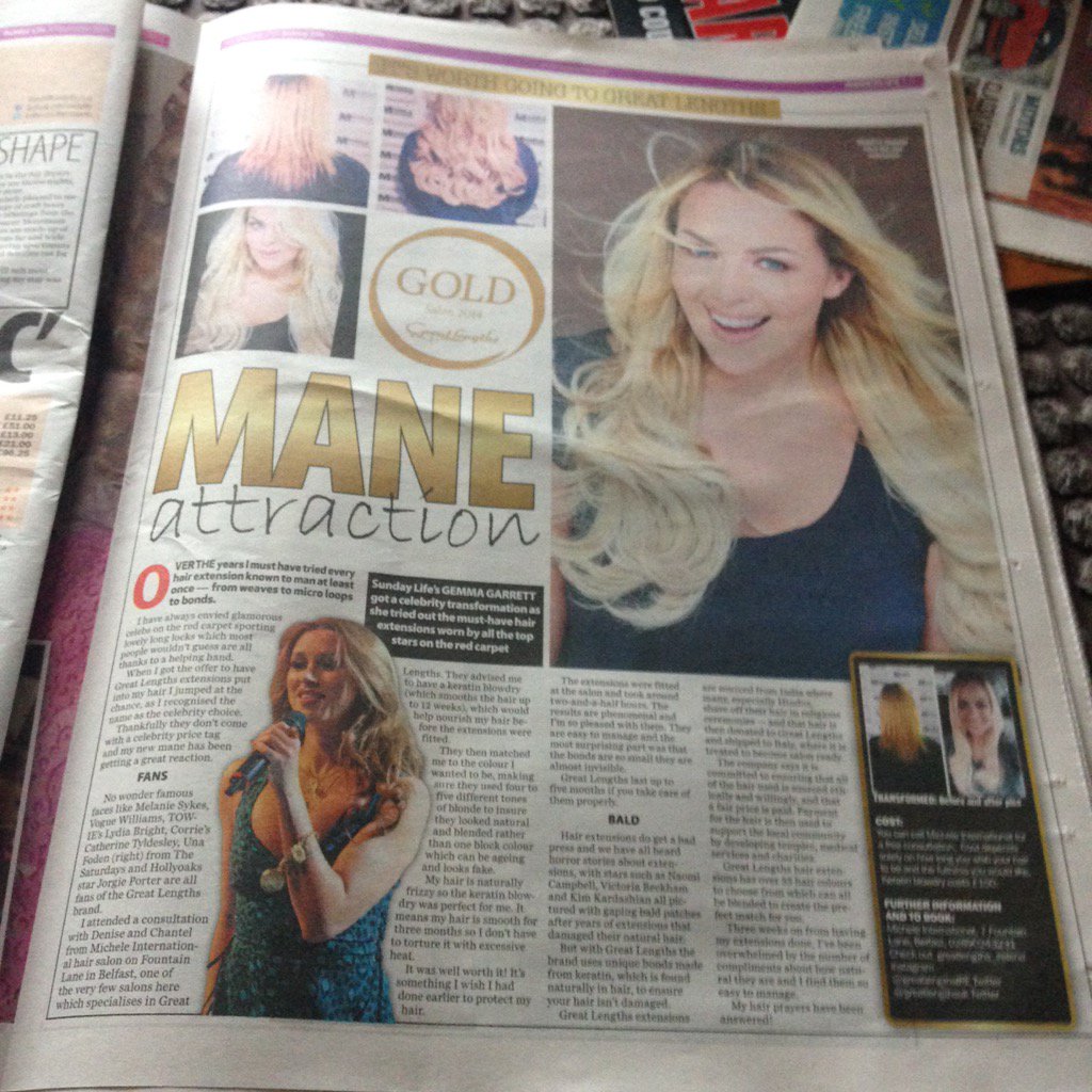 GemmaGarrett's tweet photo. @GreatLengthsIRE @GreatLengthsUK @MicheleInthair ❤️❤️❤️ @TheSundayLife https://t.co/EWlMHgioYp