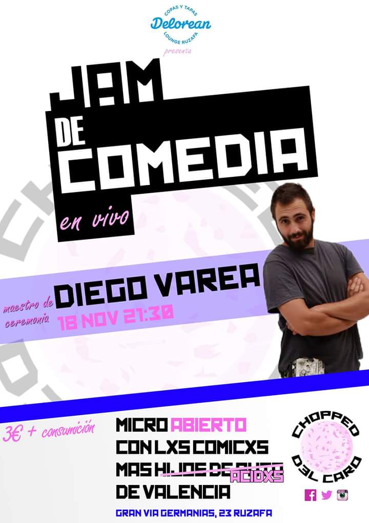 18 noviembre micro abierto Delorean #Ruzafa #Valencia #standupcomedy <a href="/diegovarea/">diego varea</a>