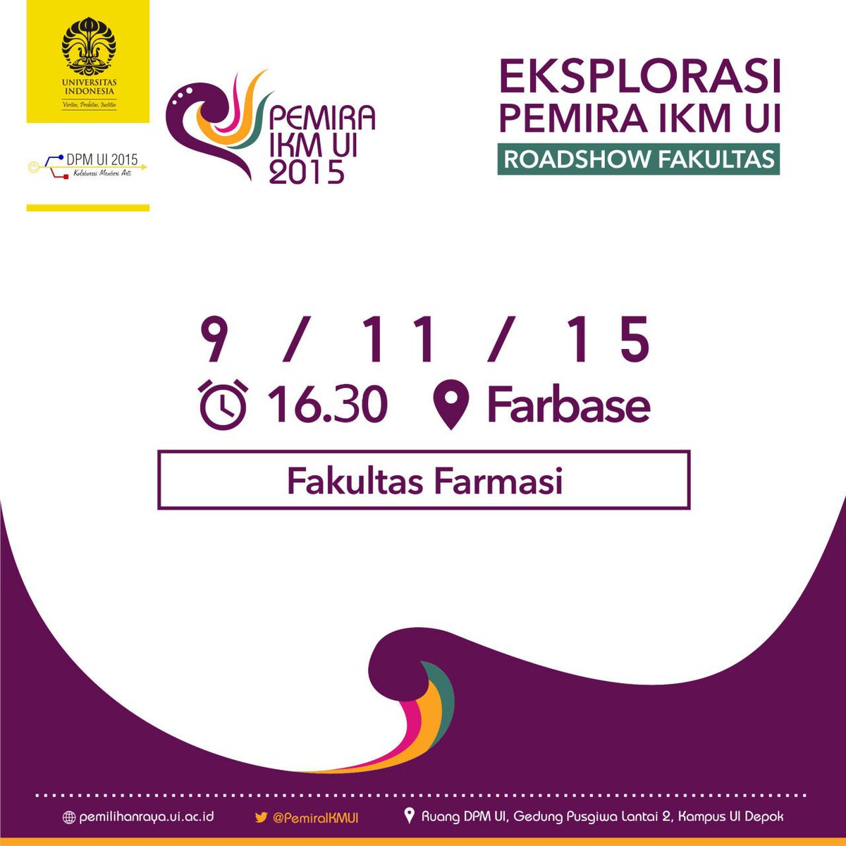 PemiraIKMUI's tweet image. Eksplorasi PEMIRA IKM UI di Fakultas Farmasi, 9 Nov 2015 di Farbase #SuarakanCintamu @FFUI2014 @FFUI2013