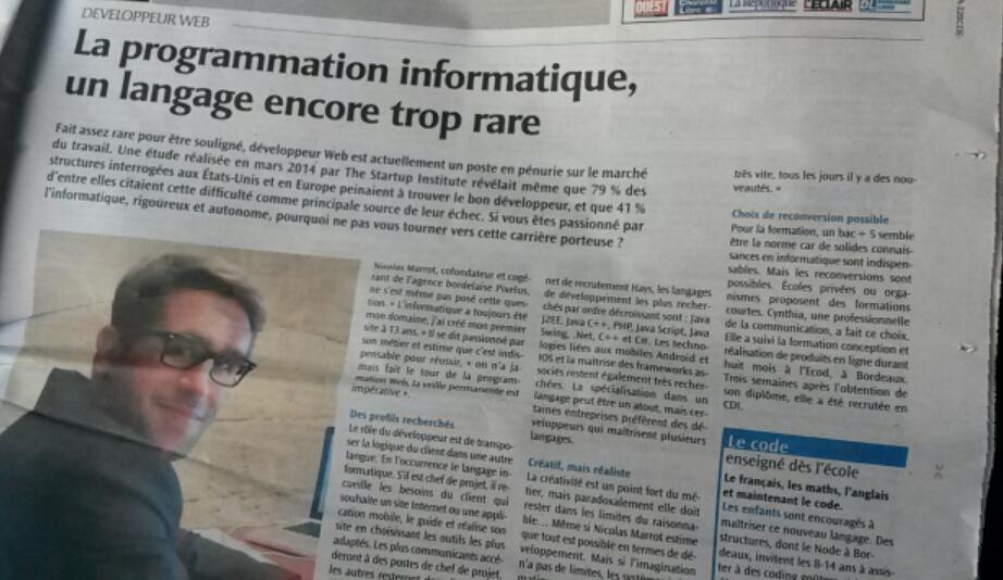 jeremyabdilla's tweet photo. Quand @SOEMPLOI parle Programmation Informatique, il n'oublie pas de citer @nmarrot &amp; les #codinggoûter du @bxnode ! https://t.co/a3d7hV1yjI