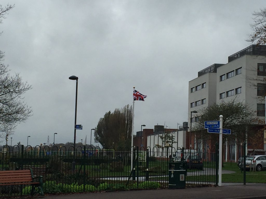 South Wigston's flag flying proudly on Remembrance Sunday #WeWillRememberThem