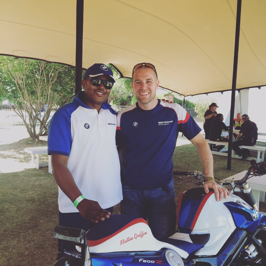 EdwardMakwana's tweet photo. With @MattieGriffin32 before his last stunt ride / show at #MotorradDaysSA @BMWMotorradSA #MattieGriffin https://t.co/s78avwpXZM