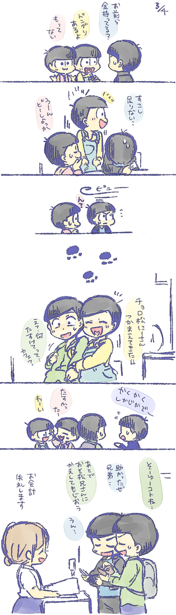 ※自分絵 末松+カラ松(+おそ松チョロ松一松)
パンケーキおごって 