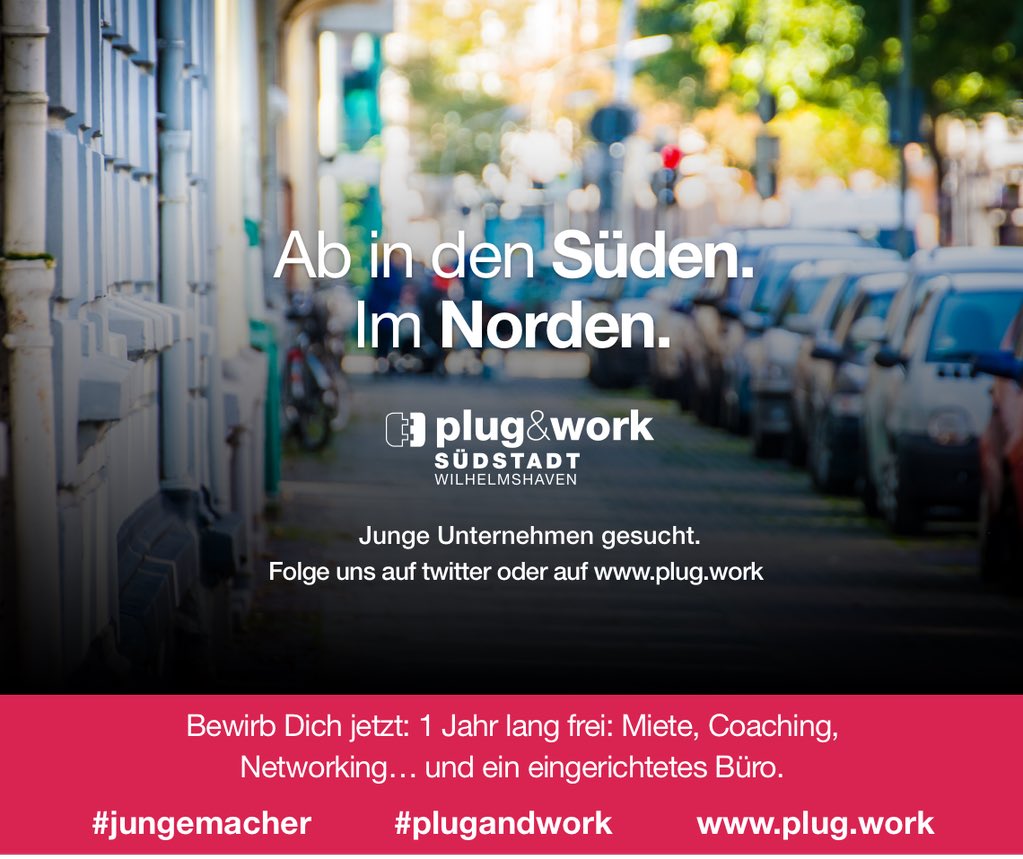 plugandworkwhv's tweet photo. @plugandworkwhv Sorglos durchstarten: Mit der Wirtschaftsförderung an deiner Seite. #jungemacher #plugandwork https://t.co/nzta2eKI2V