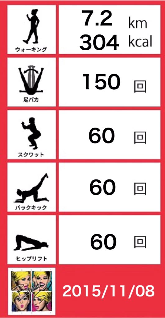 diet_dietter's tweet image. 今日の運動量💪
ウォーキング 7.2km 
足ぱか
スクワット
バックキック
ヒップリフト
二の腕引締め
チューブトレーニング
ヒップアップチャレンジ6日目終了
#プリケツ部 #30daybuttlift #ダイエット仲間募集