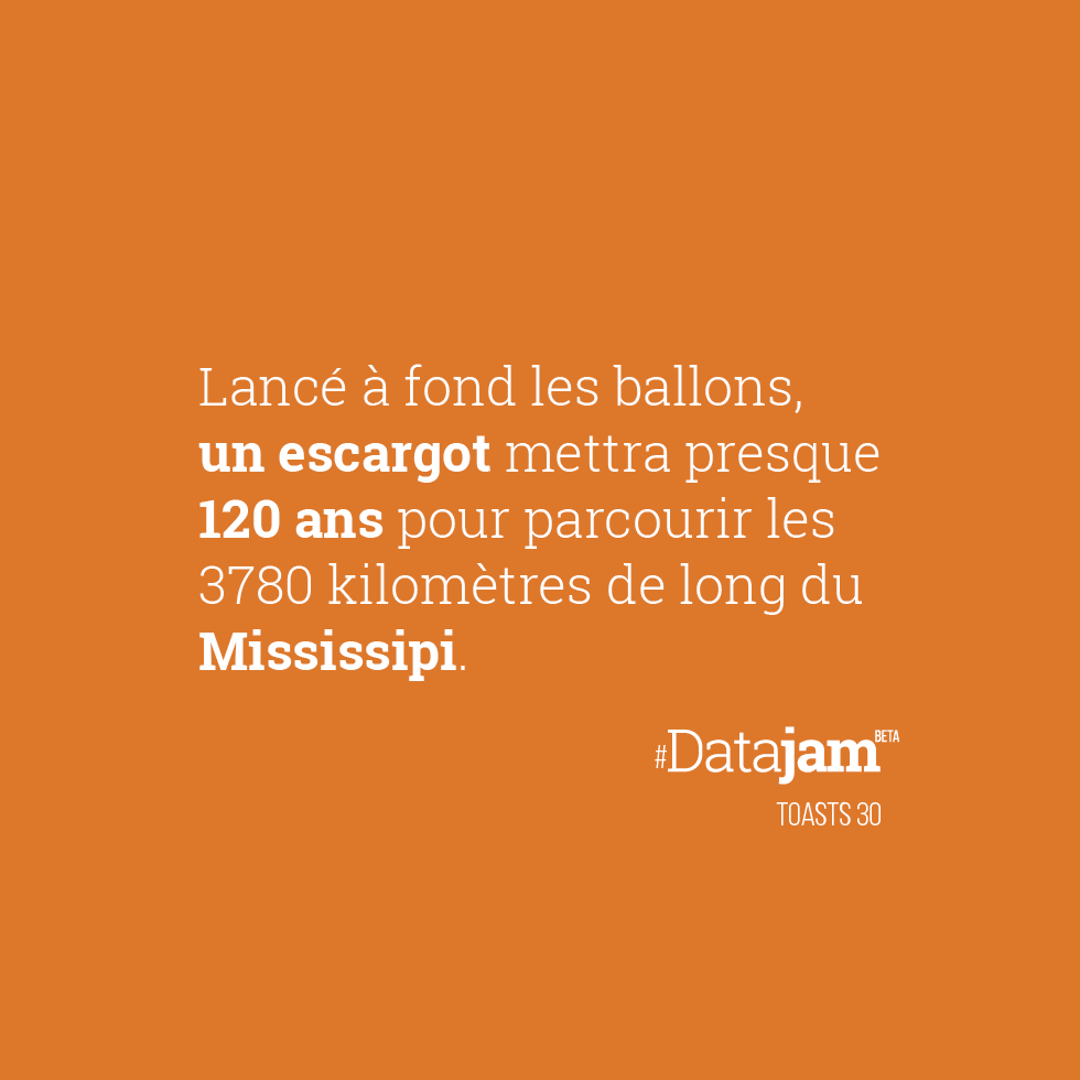 datajaming's tweet photo. Un #escargot mettra presque 120 ans pour parcourir les 3"780 kilomètres de long du #Mississipi. #datajam #UsainBolt https://t.co/8iIN3WbgOJ