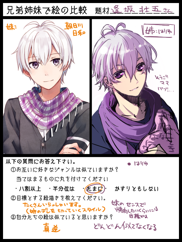 いいよーって言ってもらったので、折角なので姉のはりゆと絵柄で比較したものをぺたり。アイドリッシュセブンの壮五さんでやりました 