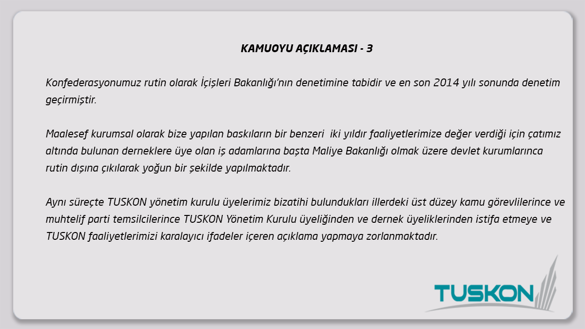 Tuskon's tweet photo. 3 - Konfederasyonumuz rutin olarak İçişleri Bakanlığı'nın denetimine tabidir. https://t.co/DNtgwSw3Mr