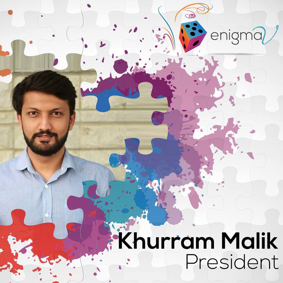 IBAEnigma6's tweet photo. Ladies and gentlemen, let us present to you Khurram Malik, President, Enigma V.
#EnigmaV
#NayeRang https://t.co/BK3wk1Qtzz