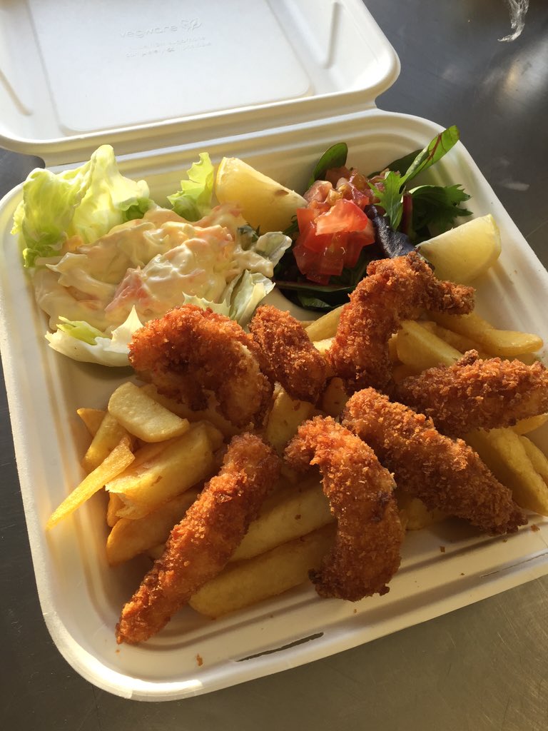 Sunday Special - Prawns with salad &amp; fries.