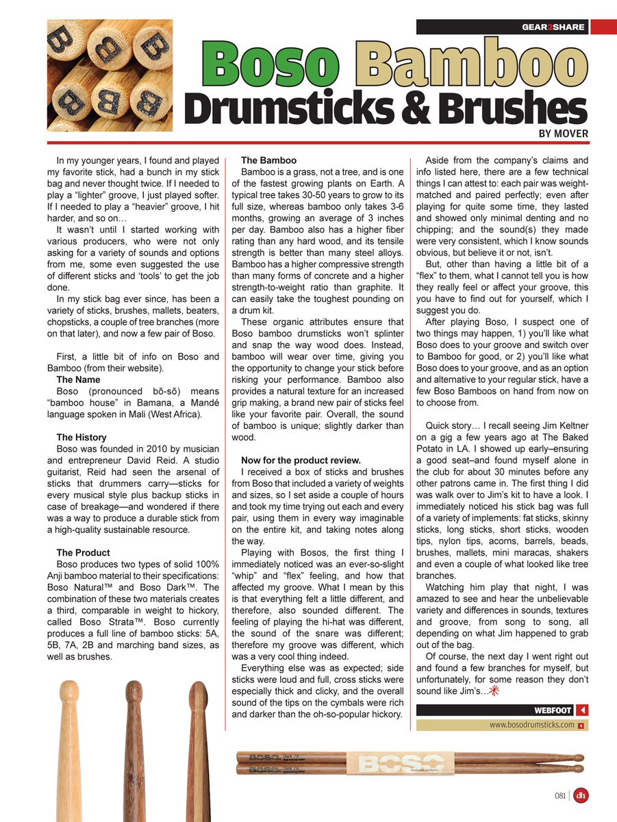 BosoDrumsticks's tweet photo. Have you dug into Drumhead (https://t.co/e0NUOWu2vM) lately? Big thanks to Mover .@Drumheadmag #GratefulForSupport https://t.co/WfdoSteEYM