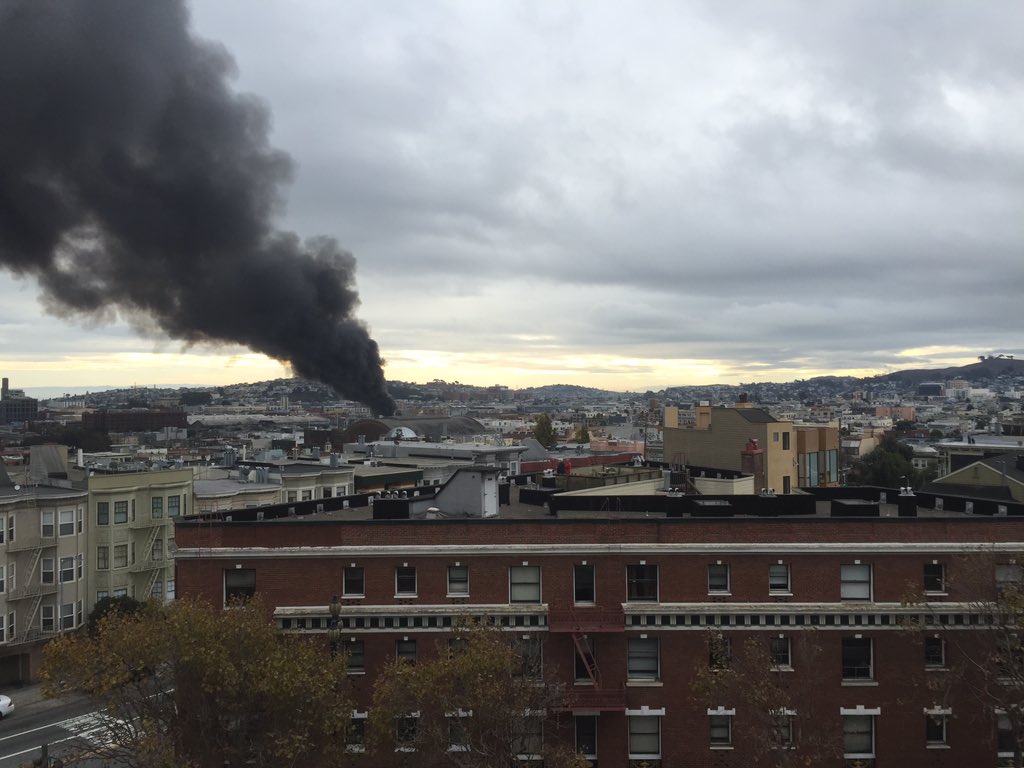 Nina Yiamsamatha (@ninanyc) on Twitter photo Woke up to a huge fire in the Mission. Woke up to a huge fire in the Mission.