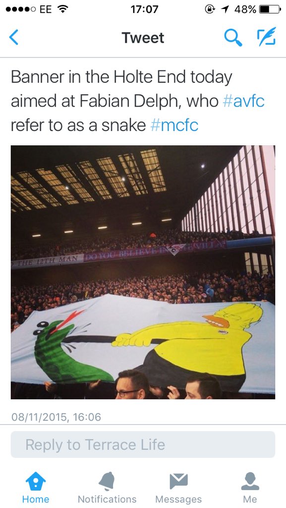 Belger91's tweet photo. That is excellent from the Villa fans #WakingDay #BooHissSnakeEmoji https://t.co/Pzi6qo5U6g