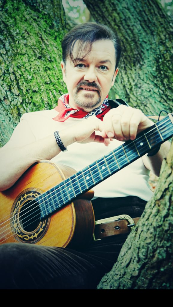 rickygervais's tweet photo. Rehearsing all next week with the actors and musicians for Life On The Road. I'm so excited, like a kid on xmas eve. https://t.co/KTv9sm8WPR