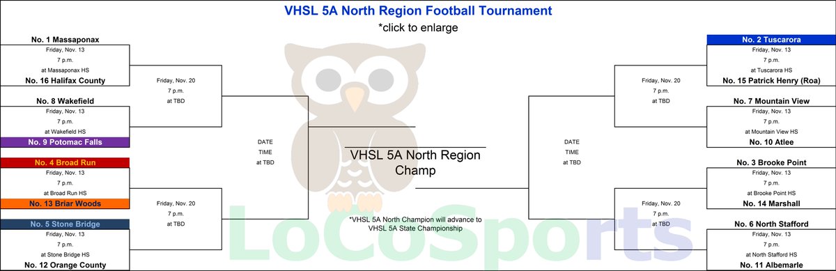 Football: OFFICIAL 2015 #VHSL5A North region tournament bracket! wp.me/p5fzfV-1r5
