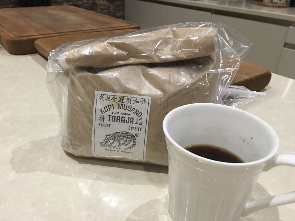 HighlandWagyu's tweet photo. Following my prawn curry and @TomKitchin ale ! Finish with Kopi Luwak coffee #cevit cat from @EliteCoffeeDist @ https://t.co/eOMNlKhAD8