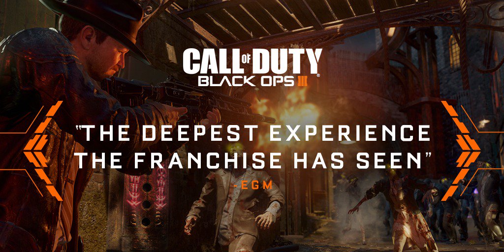 CallofDuty's tweet photo. .@EGMNOW says #BlackOps3 has the deepest Zombies offering to date. Read the blog for more: https://t.co/8Zl9QXT63H https://t.co/7qBD7h15WS