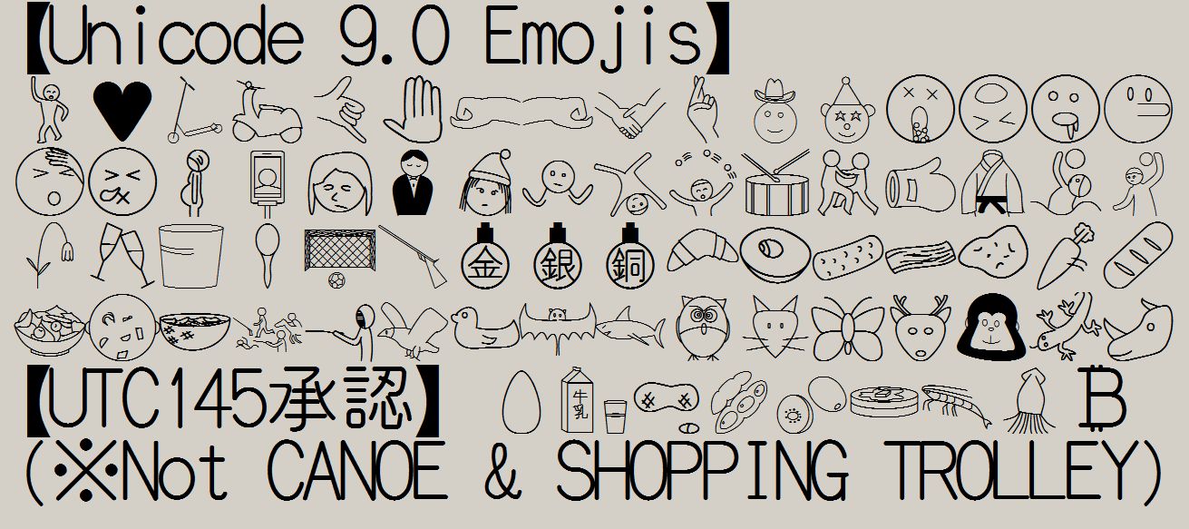 تويتر Qvarie على تويتر Unicode9 に採用予定およの絵文字で和田研細丸ゴシック絵文字 に対応しているものと バージョン4 38に新規採用されたものを画像でまとめました Wg2のn4702で没になったヒーロー等3種の絵文字も含まれています T Co 1qlumik0x3