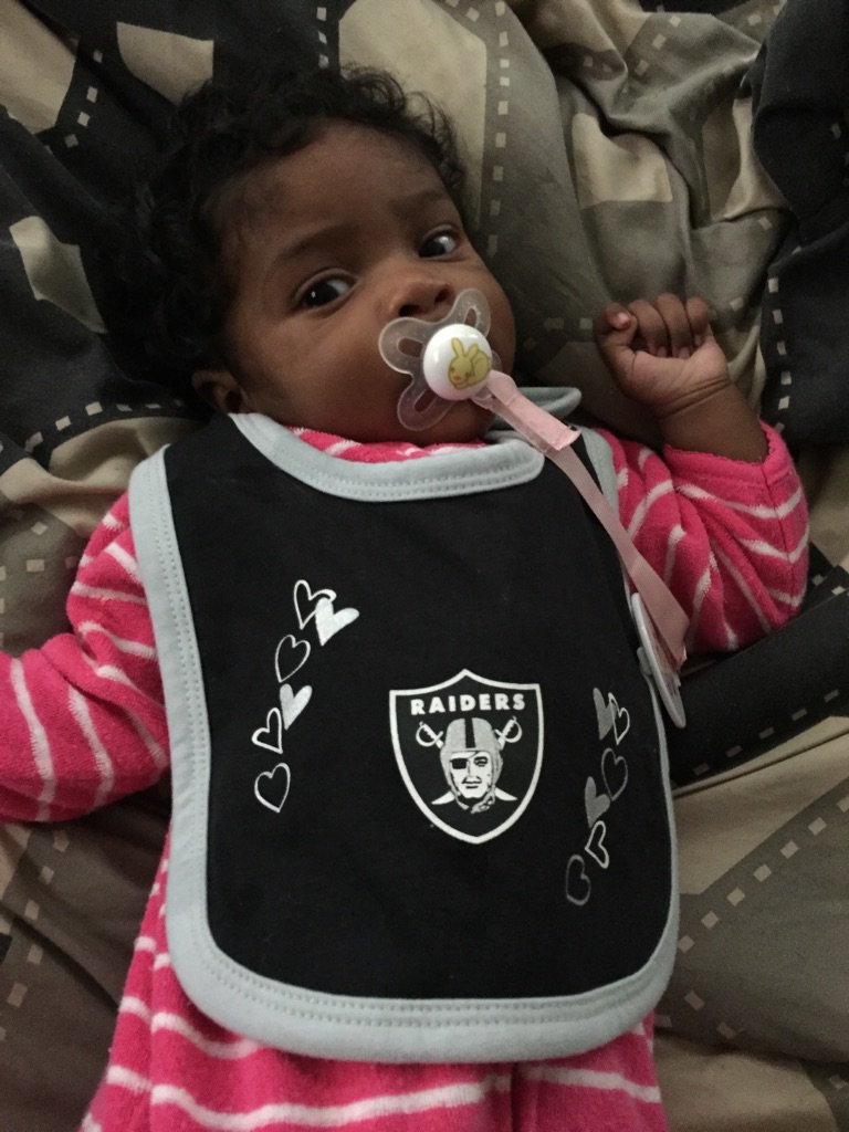vannahrae_'s tweet photo. We're raising her the right way! #raidersonlyinthishouse #itsonlyONEnation #raidernation #realbabieswearblack https://t.co/1Te8Ai7xEO