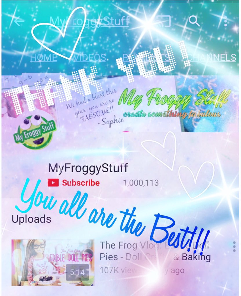 FroggyStuff's tweet photo. WOW!!!!! 😱😱😱 WE HAVE 1,000,000 fabsome Besties on YouTube!!!! THANK YOU ALL SO MUCH!!!!! #💚💚💚 #1000000subscribers https://t.co/TzgeGvwCrs