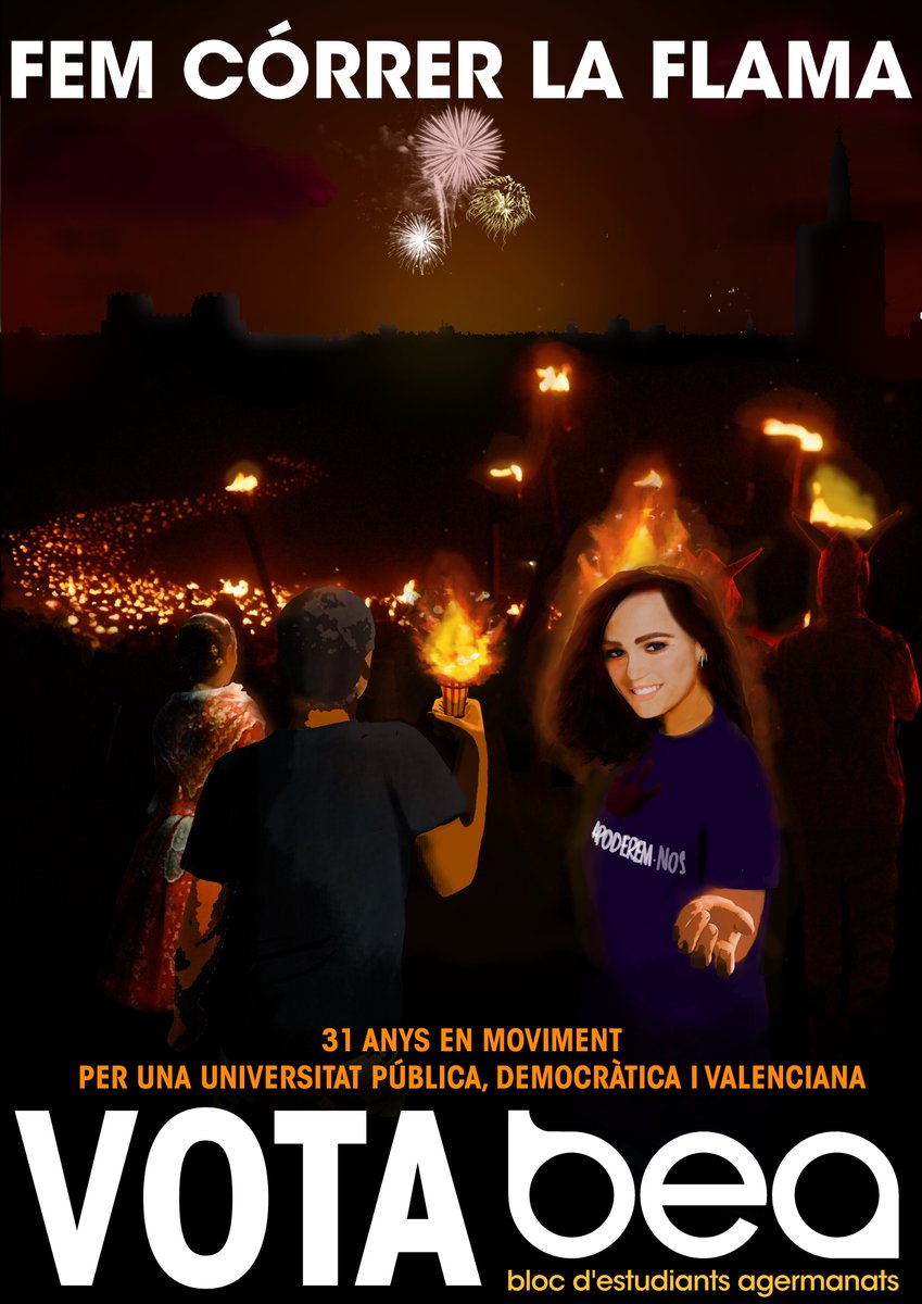 Participa a les #EleccionsUV del proper 19 de novembre! Seguim lluitant per l'educació que volem #FemCórrerLaFlama!