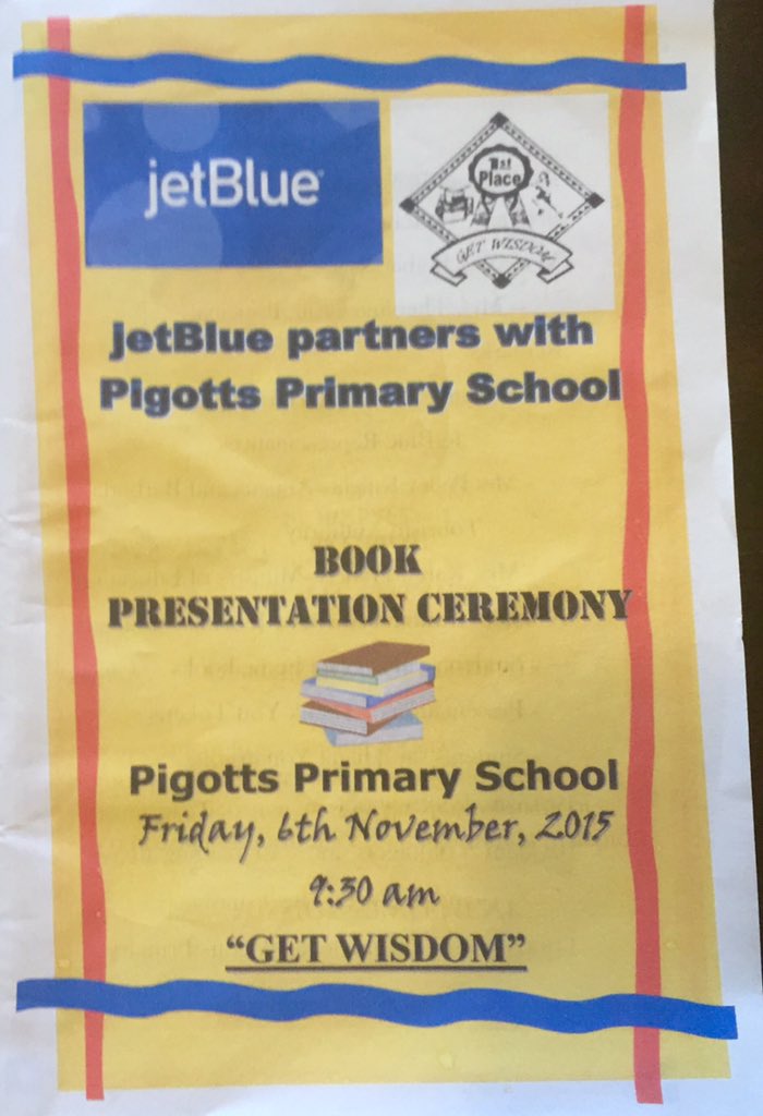 HappilyHarrySp's tweet photo. Leaving Antigua after donating books & encouraging reading at Pigott Primary School #JetBlueANU https://t.co/s738rcjp0S