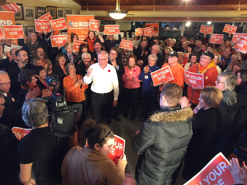 TRobertst's tweet photo. "Let's get it done," McCurdy yells as he wraps up high octane speech to hundreds of supporters. #nlvotes https://t.co/bq4yua1wDd