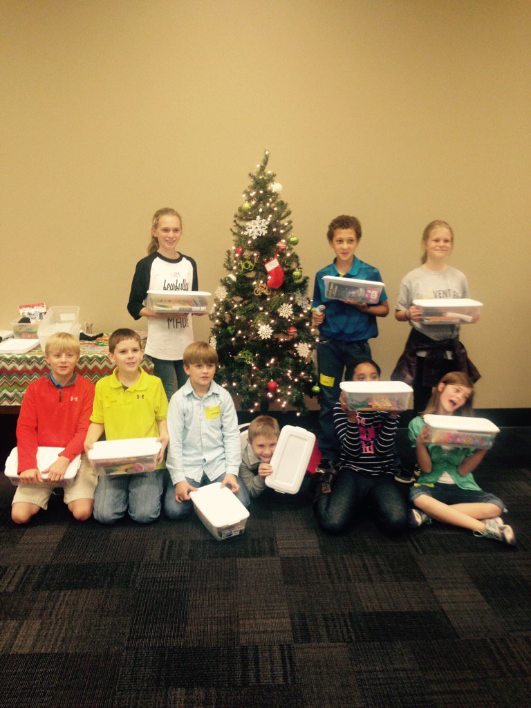 steeleteach's tweet photo. Operation Christmas Child @OCC_shoeboxes Hunt club 4th-6th graders packed shoe boxes during 252 today. @venture_kids https://t.co/qkKBlTKjoj