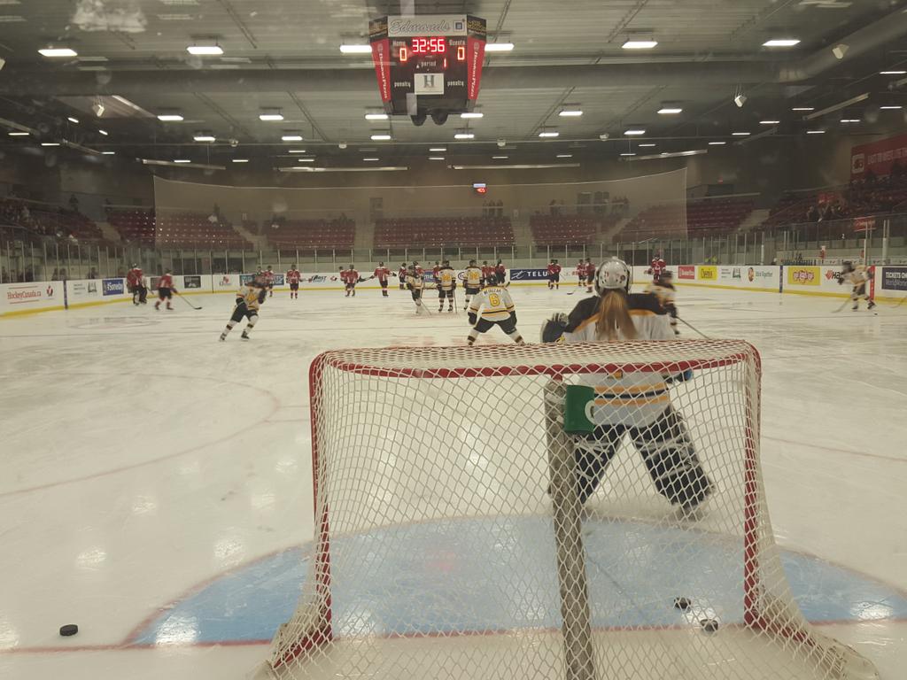 hockeymanitoba's tweet photo. We have warmup in the gold medal game between Manitoba and Ontario. #TeamMB #KnowYourHomeTeam #HM_POE #U18Nationals https://t.co/PDR4jFjayl
