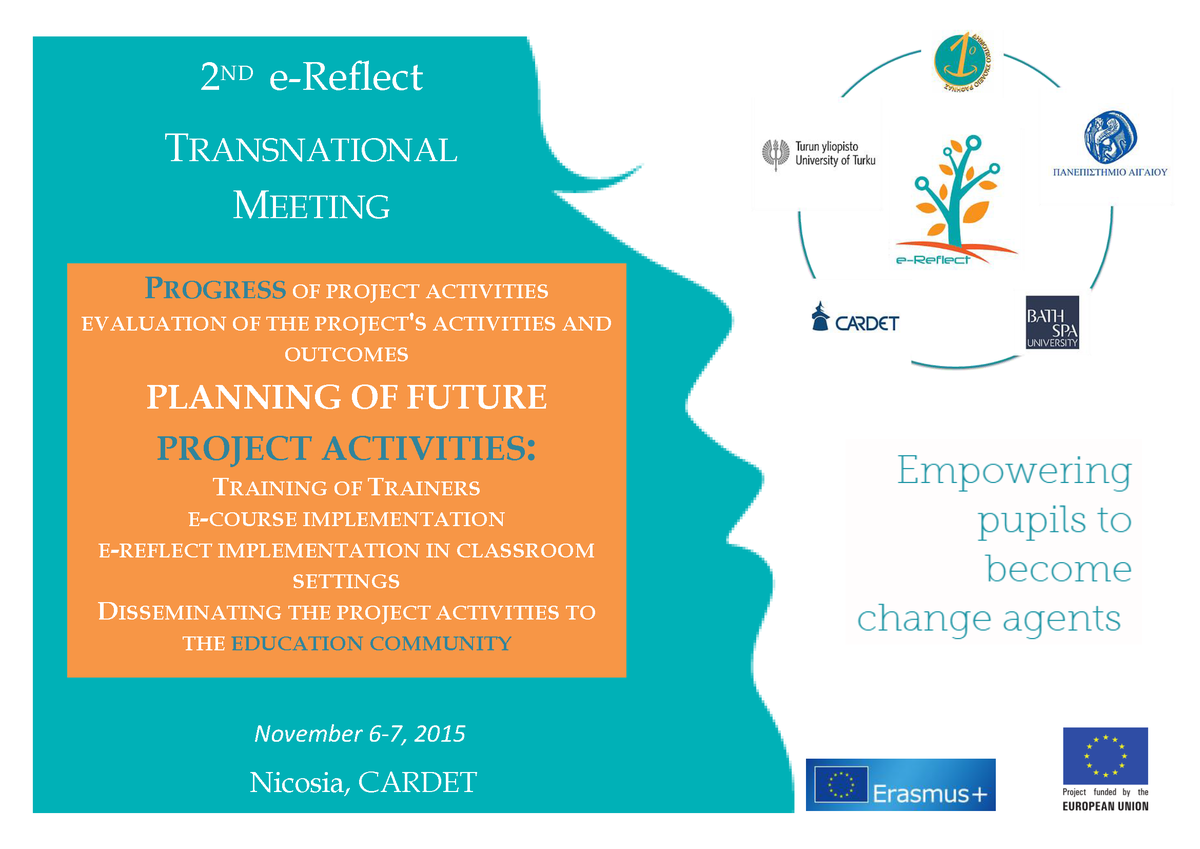 e_Reflect's tweet image. The poster of the 2nd e-Reflect Transnational Meeting! #eReflect