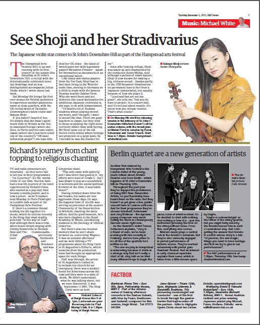 HamArtsFest's tweet image. 'Shoji and her Stradivarius' tonight at #HAF2015 @sjdh1823 @SayakaShoji &amp;amp; @matanporat #Stradivarius Book now!