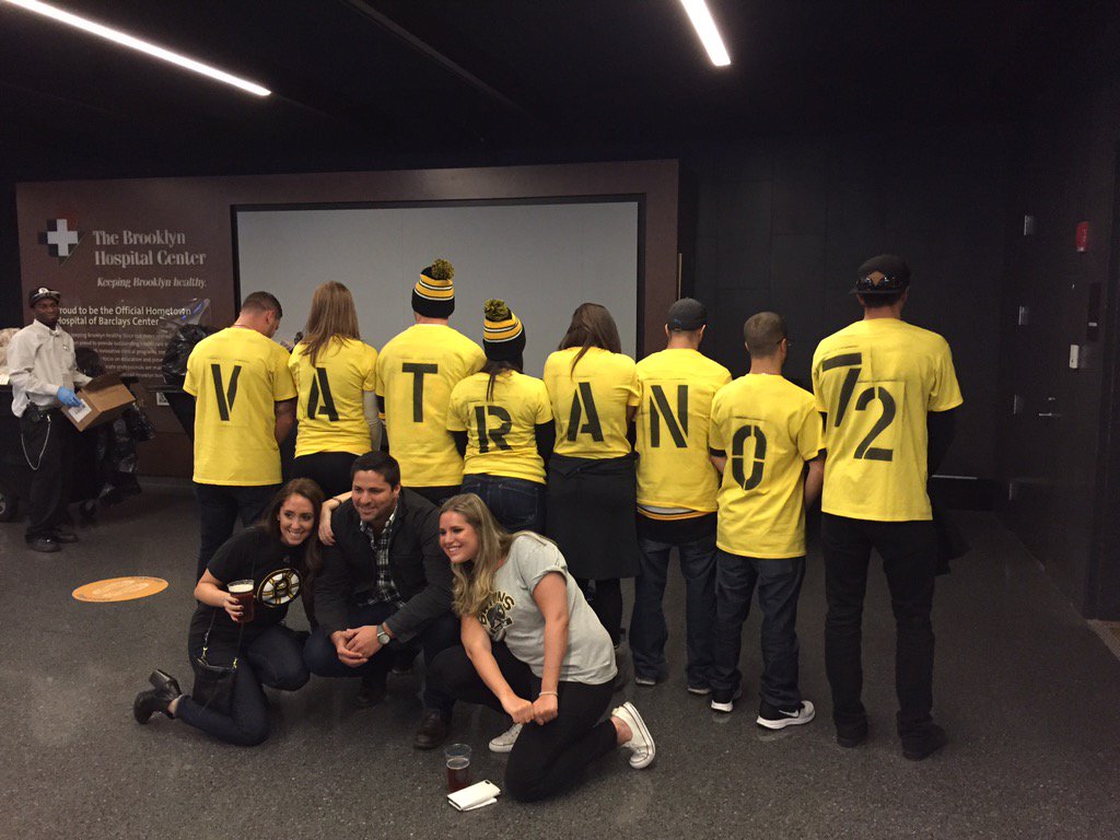 NHLBruins's tweet photo. Apparently Frankie has a fan club in Brooklyn... https://t.co/D7yL052xLm