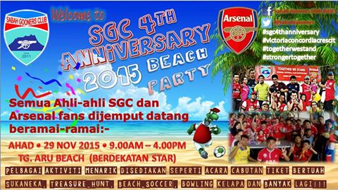 SabahGooners's tweet photo. SGC - 4th Anniversary Beach Party #29Nov2015 #PantaiTg.Aru.Kota Kinabalu #SGC4ALL #COYG @Arsenal_MY @Twt_ArsenalMY https://t.co/Uu9UTktfpB