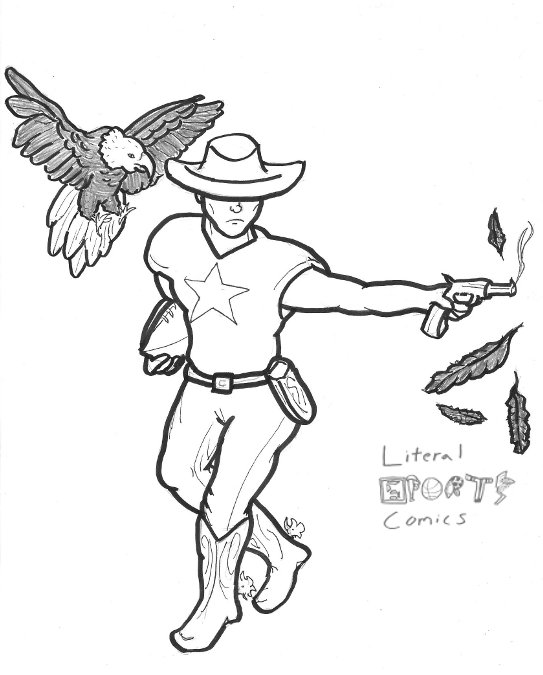 LiteralComics's tweet photo. Is the #Cowboys aim good enough to win a shootout, or will the #Eagles fly out of Texas with a win? #LiteralComics https://t.co/j3LmdoqOUg