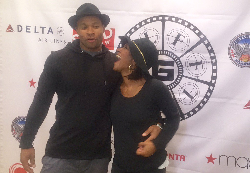 BronzeLens's tweet photo. @terrijvaughn supporting her husband #KaronRiley on the Bronze Carpet screening of "A Baby For Christmas" #BLFF2015 https://t.co/gtKHv47Be8