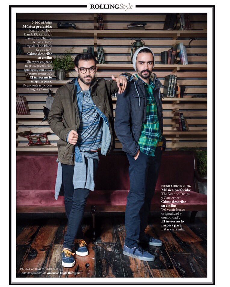 DieAlfaro's tweet photo. Ahí échenle un ojo a la @RollingStoneMX que salgo con mi bro @diego_amoz con looks de @AEO_MX #RollingStyle https://t.co/fPe3OT4AMZ