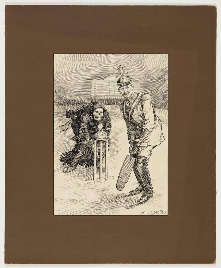 statelibrarynsw's tweet photo. At the crease thru these Daily Telegraph war cartoons by Hal Eyre #flickr https://t.co/34vjwyCFpy #WWI #cricket https://t.co/sbbbzydDD3