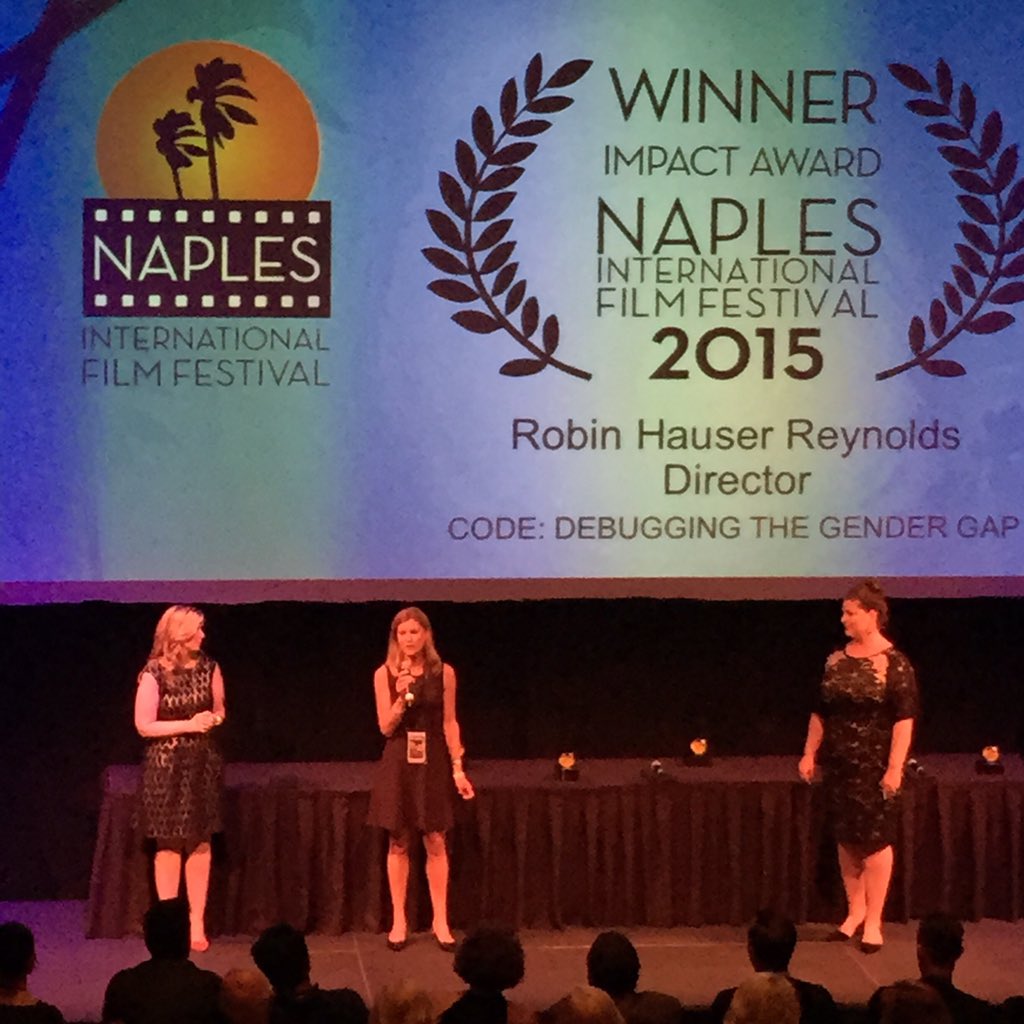 DaveDiamond2010's tweet photo. @Rubie226  Congrats winner Impact Award #NIFF2015 Code Debugging The Gender Gap @CODEfilm @naplesfilmfest https://t.co/g0w1Gm3Xor