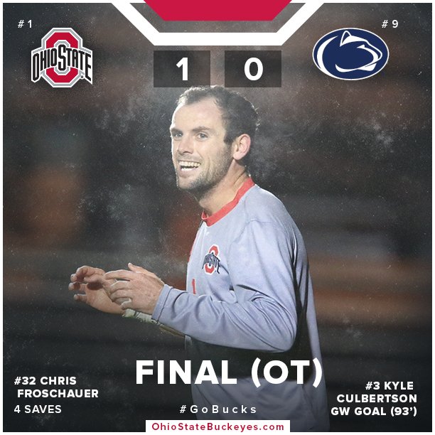 OhioStateMSOC's tweet photo. Recap | @KColby3's OT goal advances No. 1 seed Buckeyes to B1G semifinals. #GoBucks https://t.co/IfQ7C9rEJq https://t.co/uMpreSi7YD