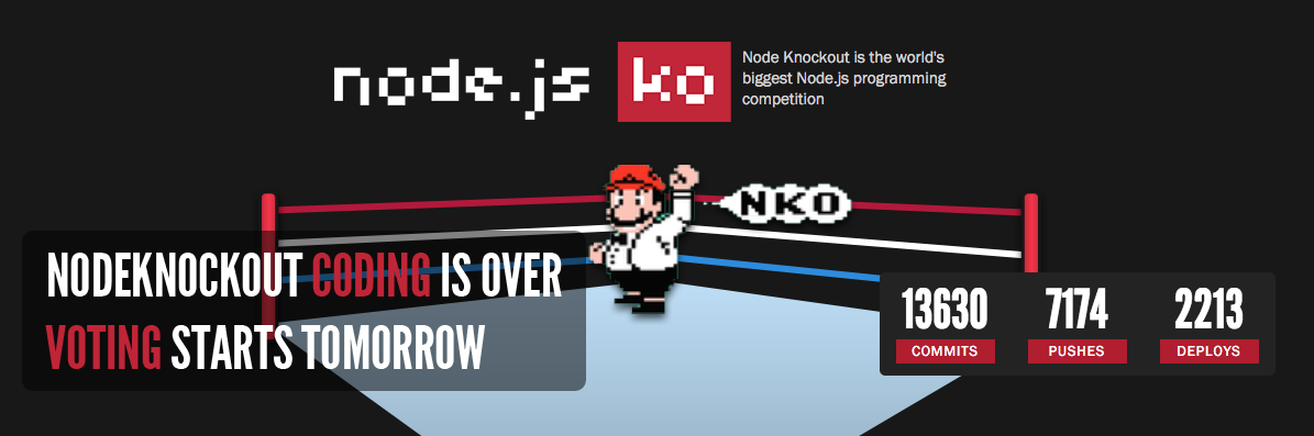 nodeknockout's tweet photo. Judging starts tomorrow. Stay tuned! https://t.co/3PL7gKACJO