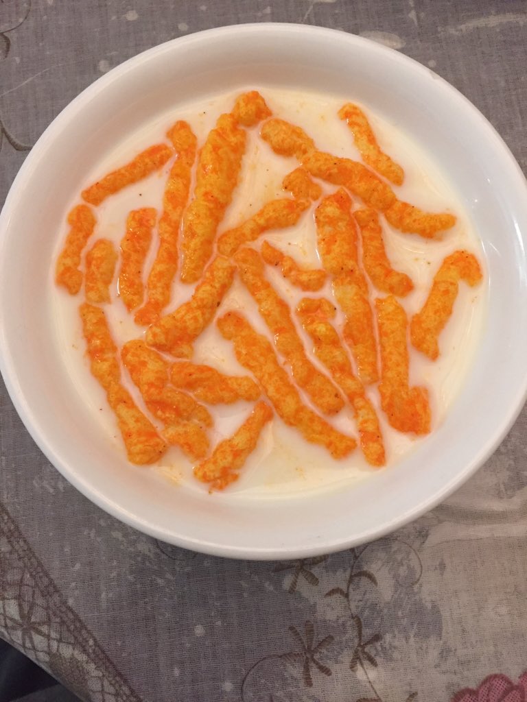 hot cheetos with milk