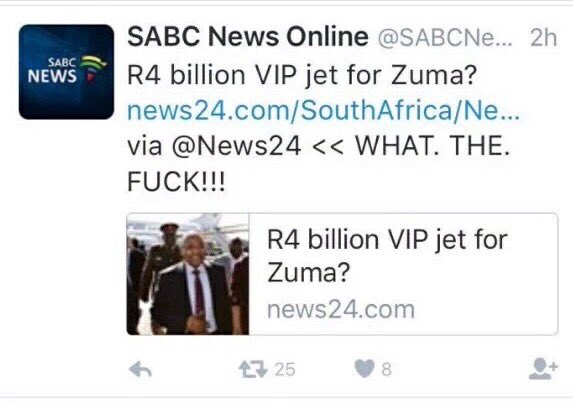 Perhaps work on your delivery but thank you for this tweet SABC, it's the right thing to do #SABC #Zuma #SABCNews