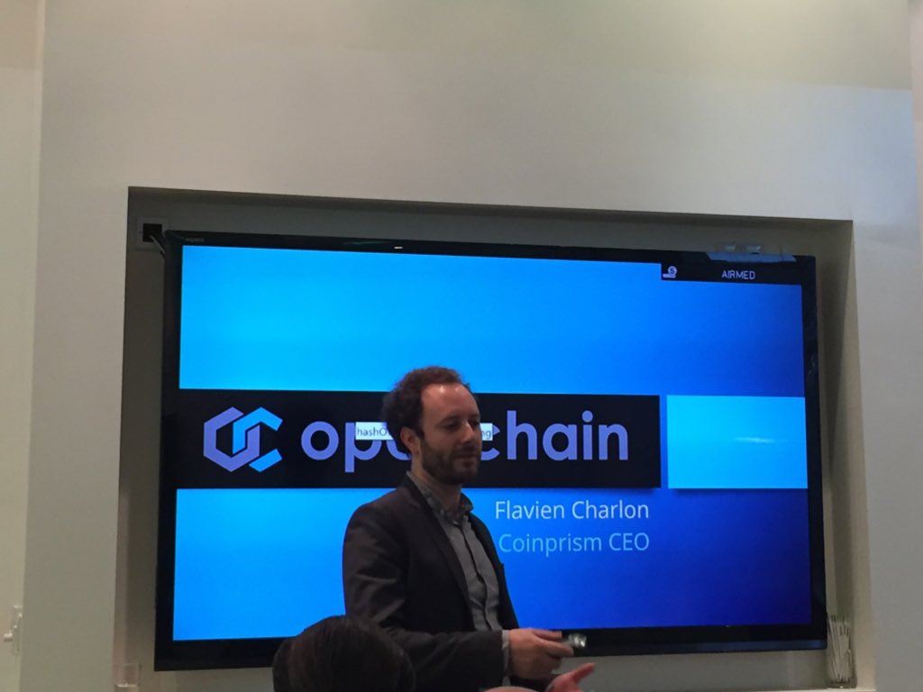 genemurphy's tweet photo. Next up is @FlavienCharlon CEO of @Coinprism speaking this morning about @openchainorg #blockhack15 https://t.co/VM7e3ZBK7f