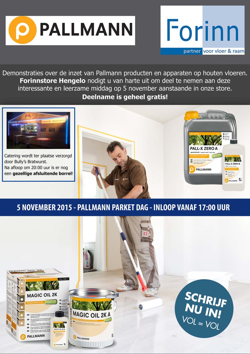 Terugblik geslaagde Pallmann Parket Dag bij Forinn Hengelo, alle parketteurs en Pallmann bedankt voor de deelname