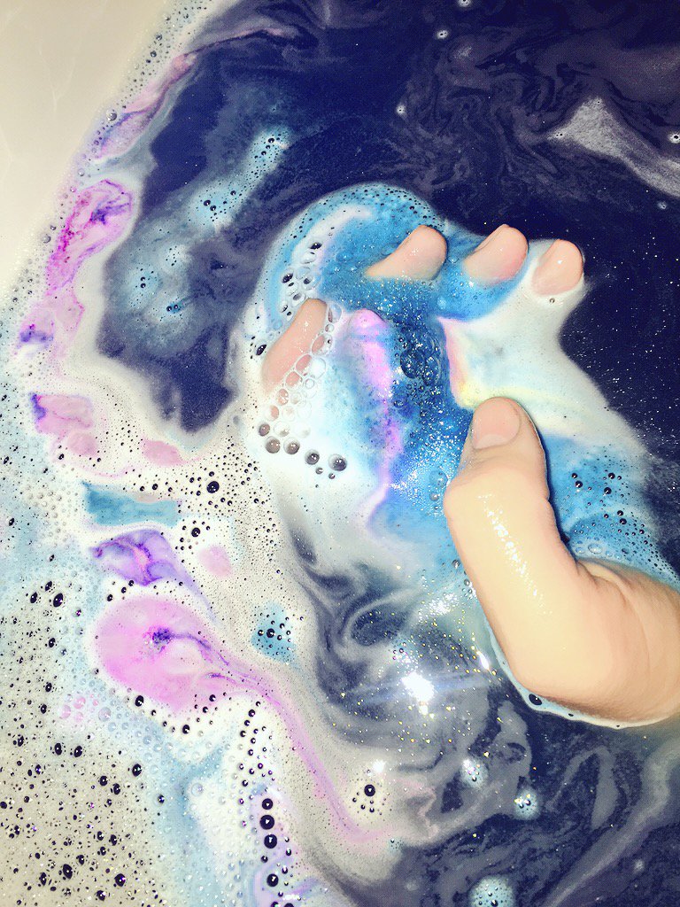 trevimoran's tweet image. Did my first bath bomb today. DOPE. 🌈