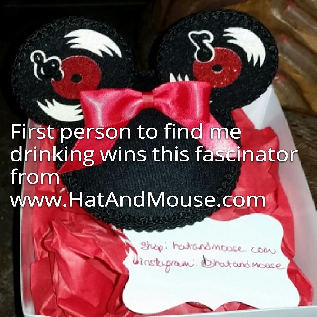 First person to find me drinking wins this fascinator from HatAndMouse.com