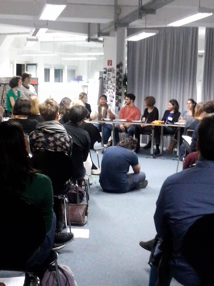 Bertha alumna Ethel Avisado speaking about litigation strategies at the ECCHR Alumni Conference in Berlin, Germany