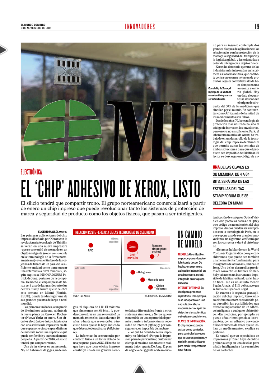 Xerox se reinventa con su chip impreso q revolucionará la logística y los sistemas de protección de marca #3DPrinter
