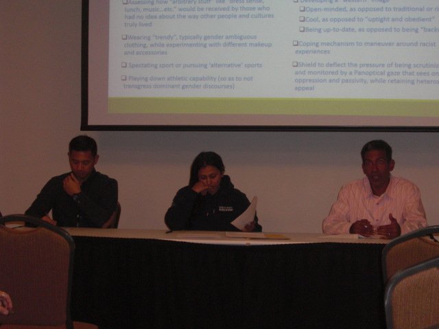 sport_research's tweet photo. Drs. Arnaldo, @Arts32 and Thangaraj presenting at Burdsey/Thangaraj #NASSS2015 panel on sport and racialised borders https://t.co/dP1TJp3MrX